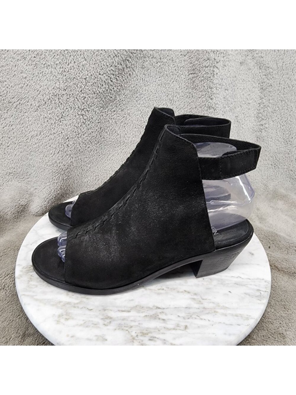 Eileen Fisher Shoes Womens Size 6.5 Black Leather Block Heel Sandals *Read*